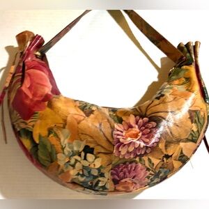 Floral Crescent Hobo Shoulder Bag in Multicolor